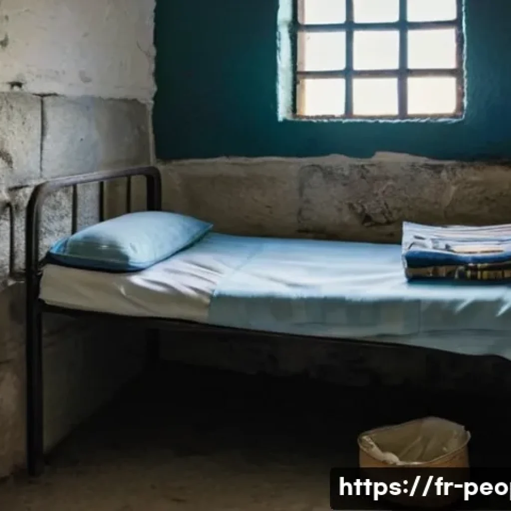 넬슨 만델라 감옥 생활 - A detailed, realistic depiction of Nelson Mandela&rsquo;s small, cramped prison cell on Robben Island, sho...